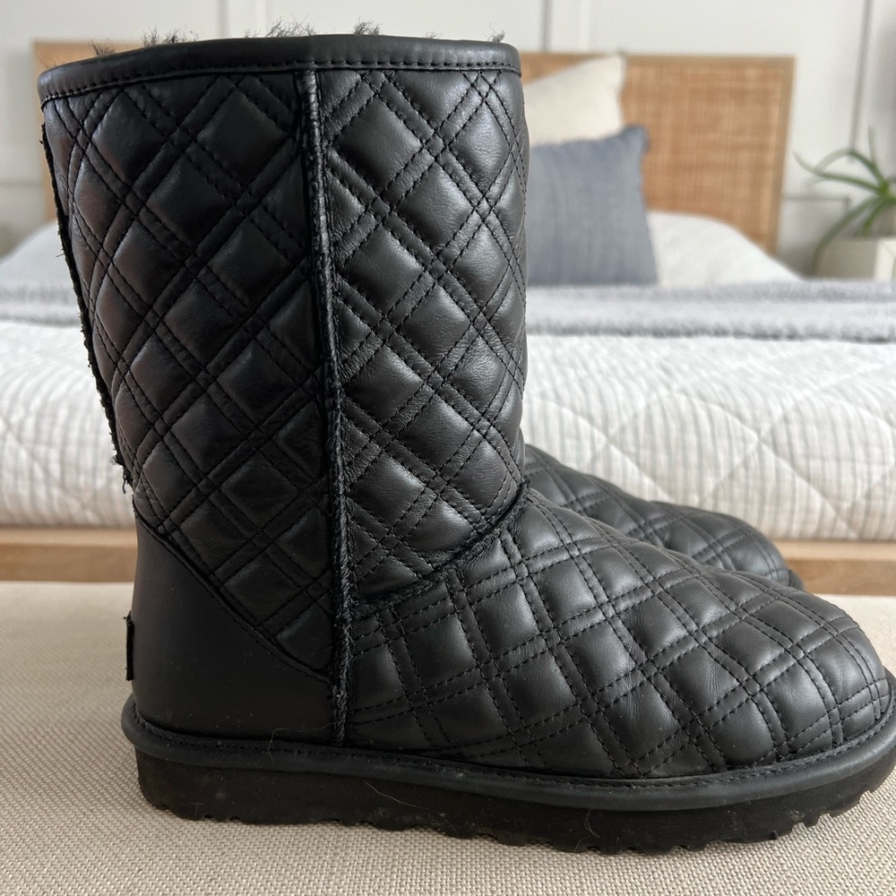 Quilted Leather UGG Booties. Black - RARE FIND!